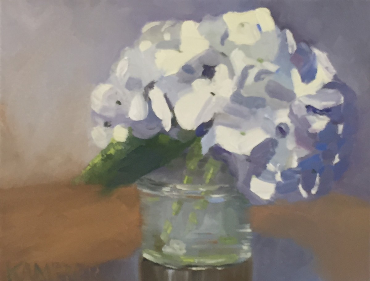 White Hydrangeas by Mary Kamerer Impressionist Painting 