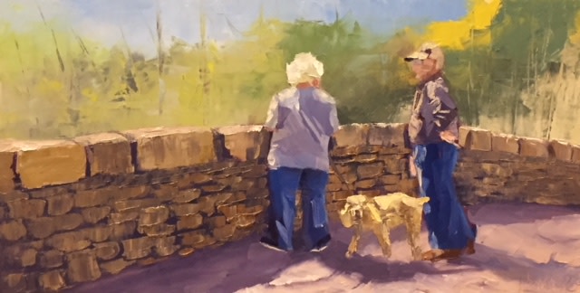 The Dog Walkers by Mary Kamerer Impressionist Painting 