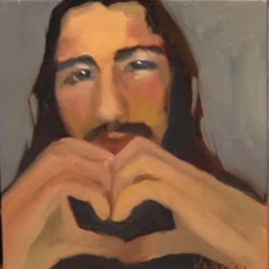 You are Loved 2 by Mary Kamerer Impressionist Painting  Image: Just a reminder that you are loved. Perfect for a bookshelf, small wall, or tabletop.  Makes a lovely gift for birthday, wedding, new home or to one’s self. 