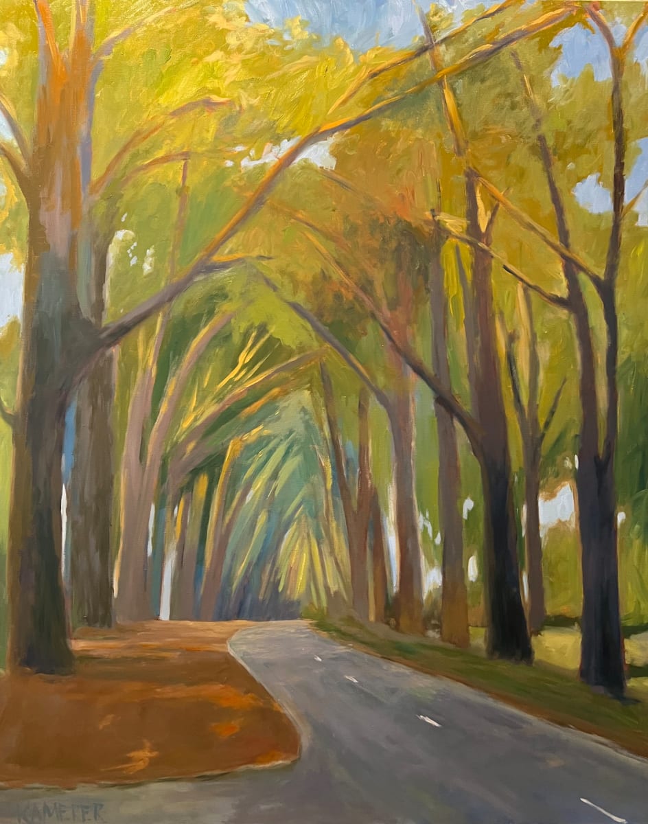 Cathedral of Trees:  Queens Road West by Mary Kamerer Impressionist Painting 