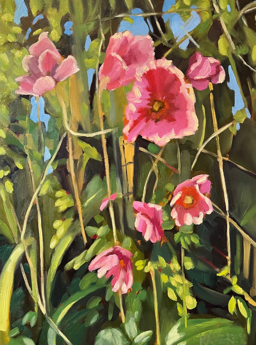 Pink Anemones by Mary Kamerer Impressionist Painting  Image: It’s a lovely challenge to weed out, both literally, and figuratively, the flowers from the weeds, the stems from the leaves and the shapes I want to keep. This painting allowed me to feel like I was there, tending my own garden, and coming upon beautiful pink anemones that just needed to be revealed.