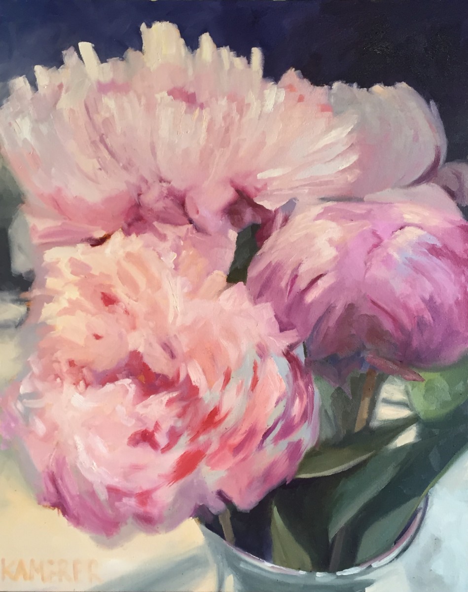 Pink Peonies by Mary Kamerer Impressionist Painting 