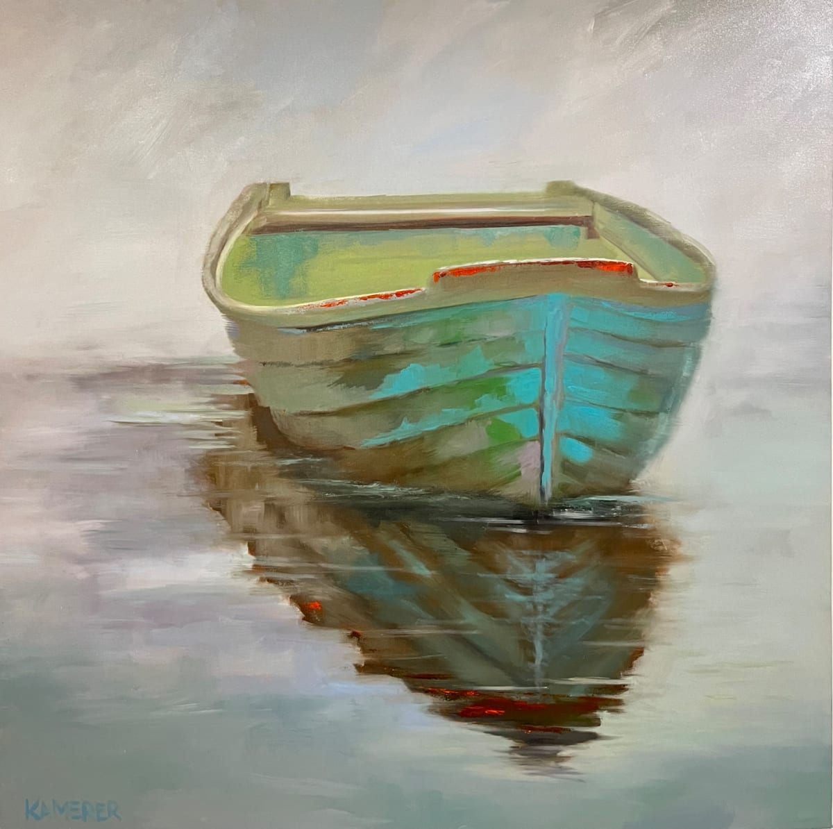 Serenity in Teal by Mary Kamerer Impressionist Painting 