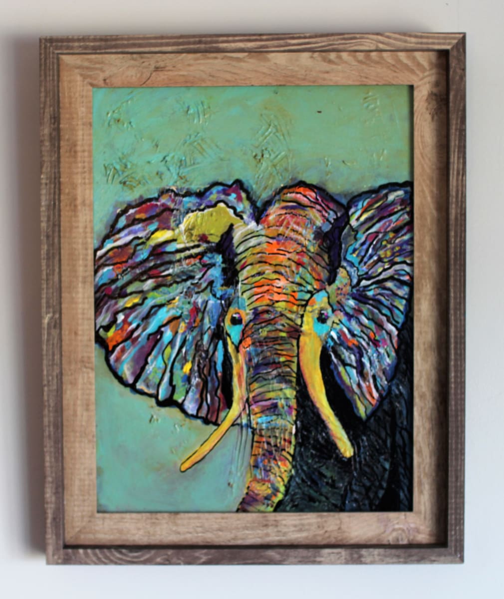 Ellie the Elephant (frame included) by Rebecca Viola Richards 