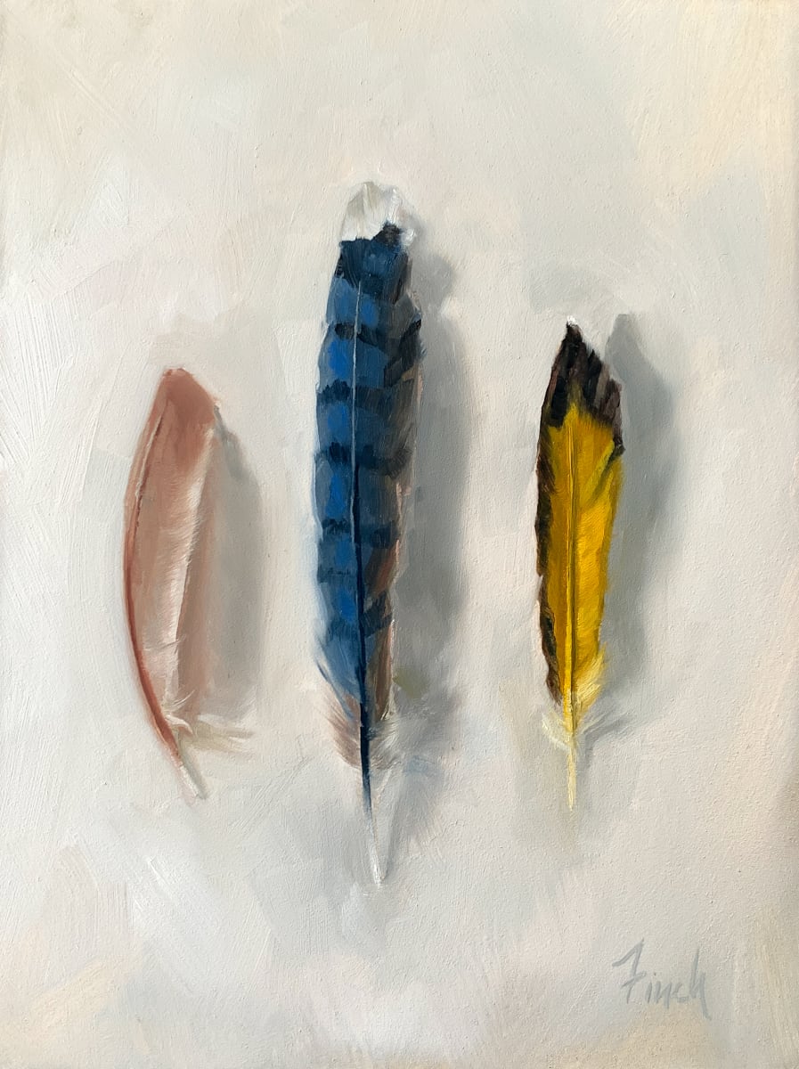 Avian Trifecta by Rebecca Finch  Image: This painting is available for purchase at auction: https://www.dailypaintworks.com/buy/auction/1473012