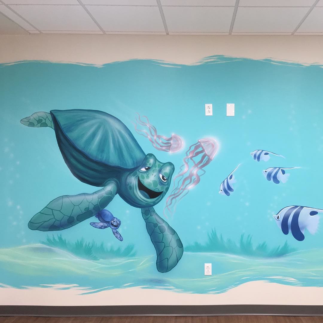 Children's Hospital Room. Illustrative Turtle 