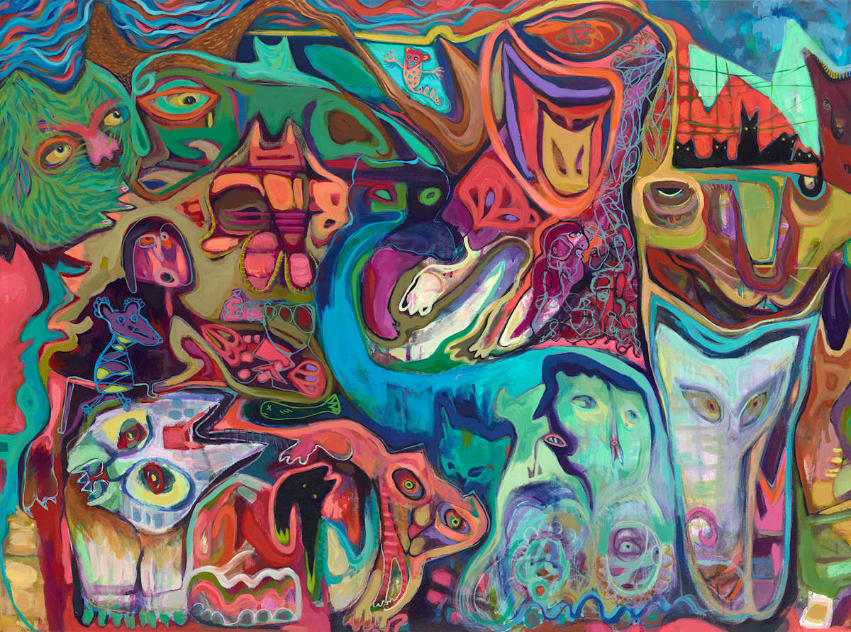 Abstract With Six Cats, Image 1.