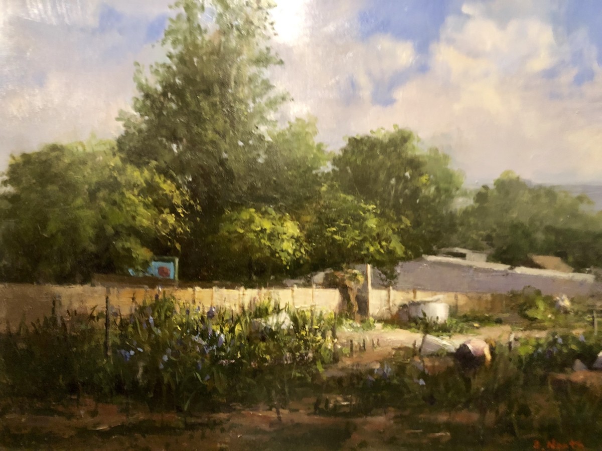 Community Garden - Sun on Fence by Bruce North Artwork 