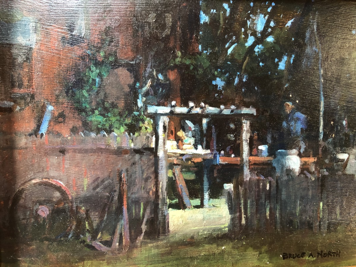 Wood Bull Antiques by Bruce North Artwork 