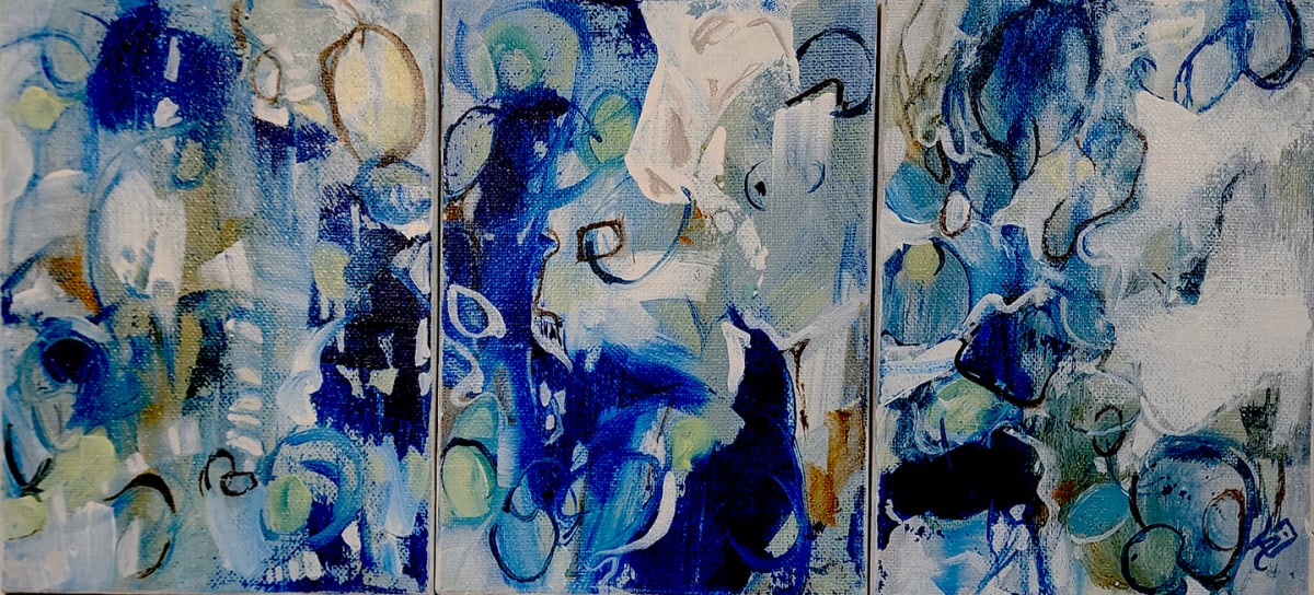 Sea Pebbles Triptych - Framed by Sue Dion 