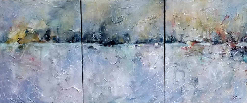 Skating On Thin Ice - Triptych by Sue Dion 