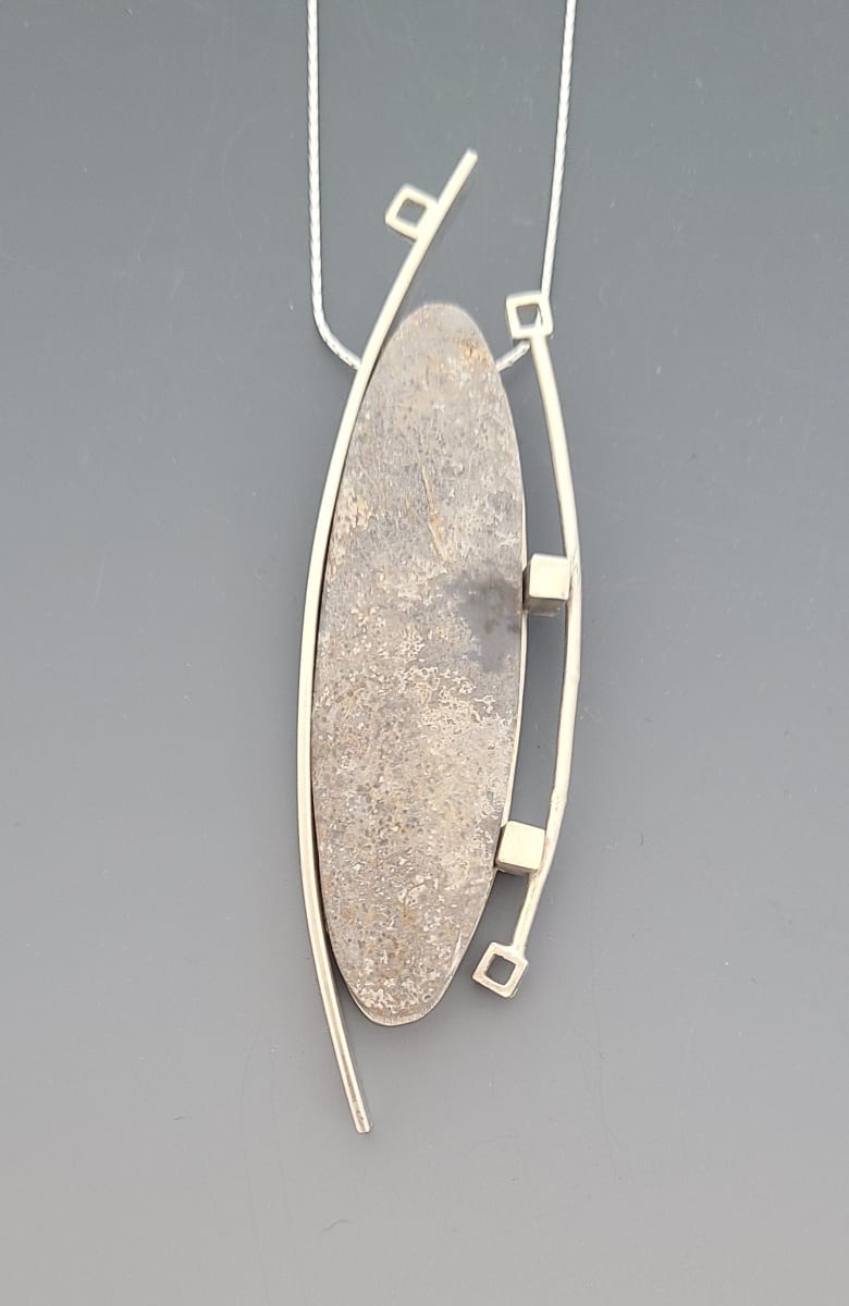 Gray Sagenite Oval Necklace by Susan Baez 