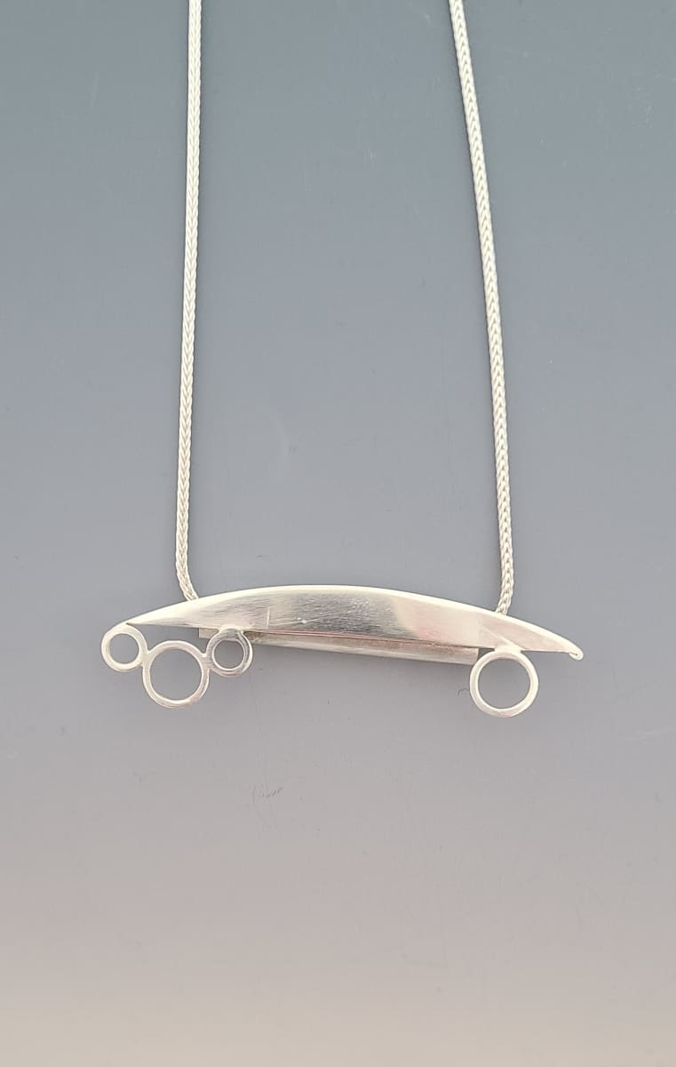 Sterling Half Moon with Rings Necklace by Susan Baez 