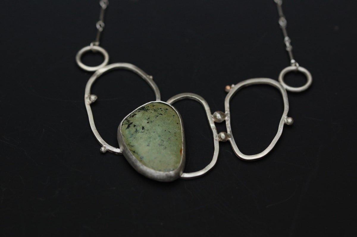 Green Jasper Necklace by Susan Baez  Image: 2" x 3" x18" Chain