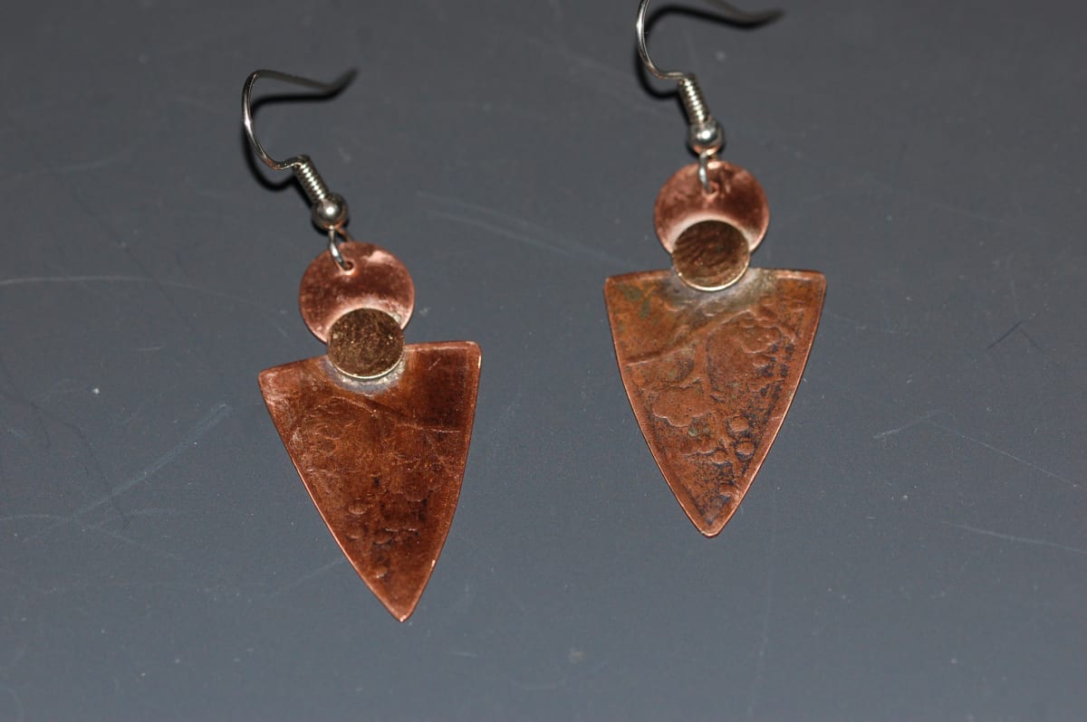 Textured Copper Shield Earrings by Susan Baez 