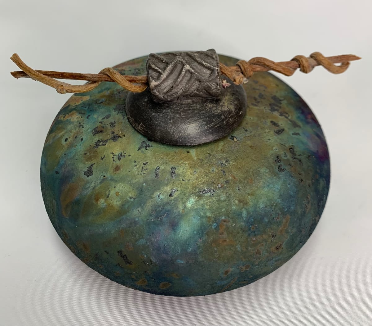 Copper Matte Small Covered Jar with Twigs by Joe Clark, Image 2.
