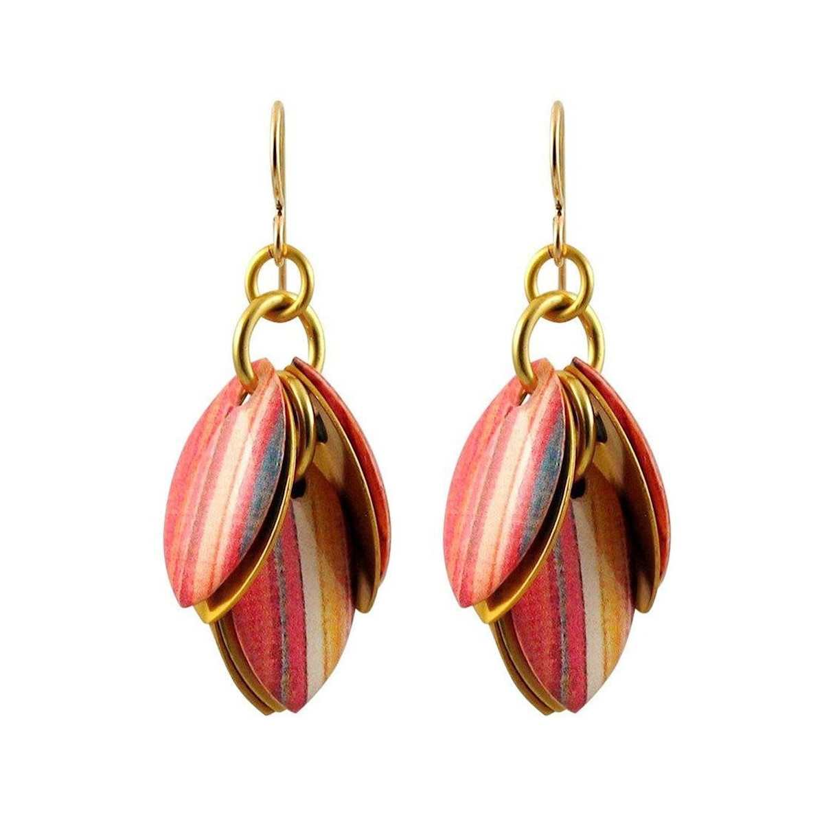 Fall Stripes Petals to the Metal Earrings by Diana Ferguson 