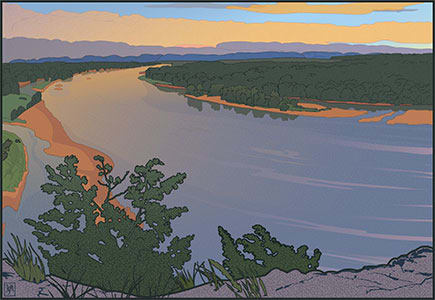 Ferry Bluff Up River (Unframed print) by John Miller 