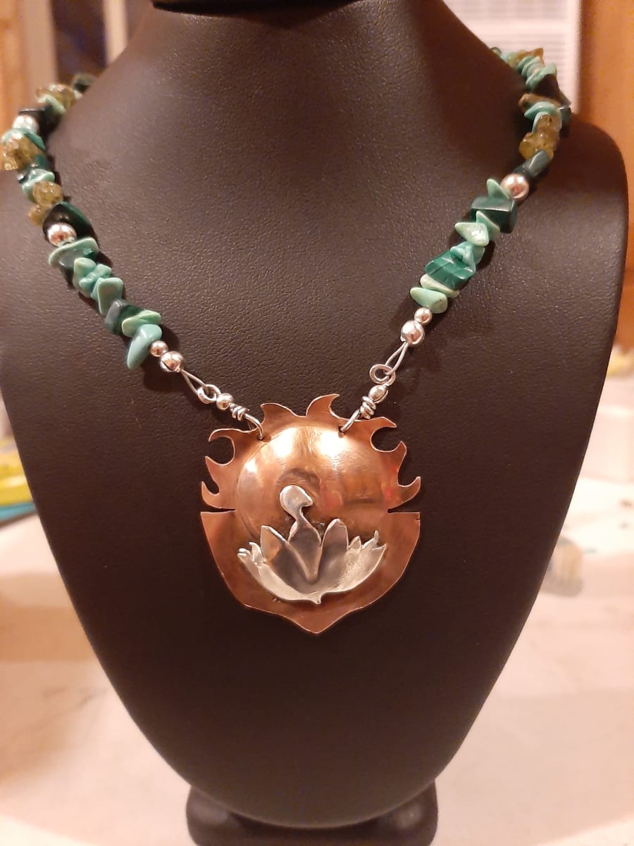 Hatching Crane Necklace by Georgia Weithe, Image 1.