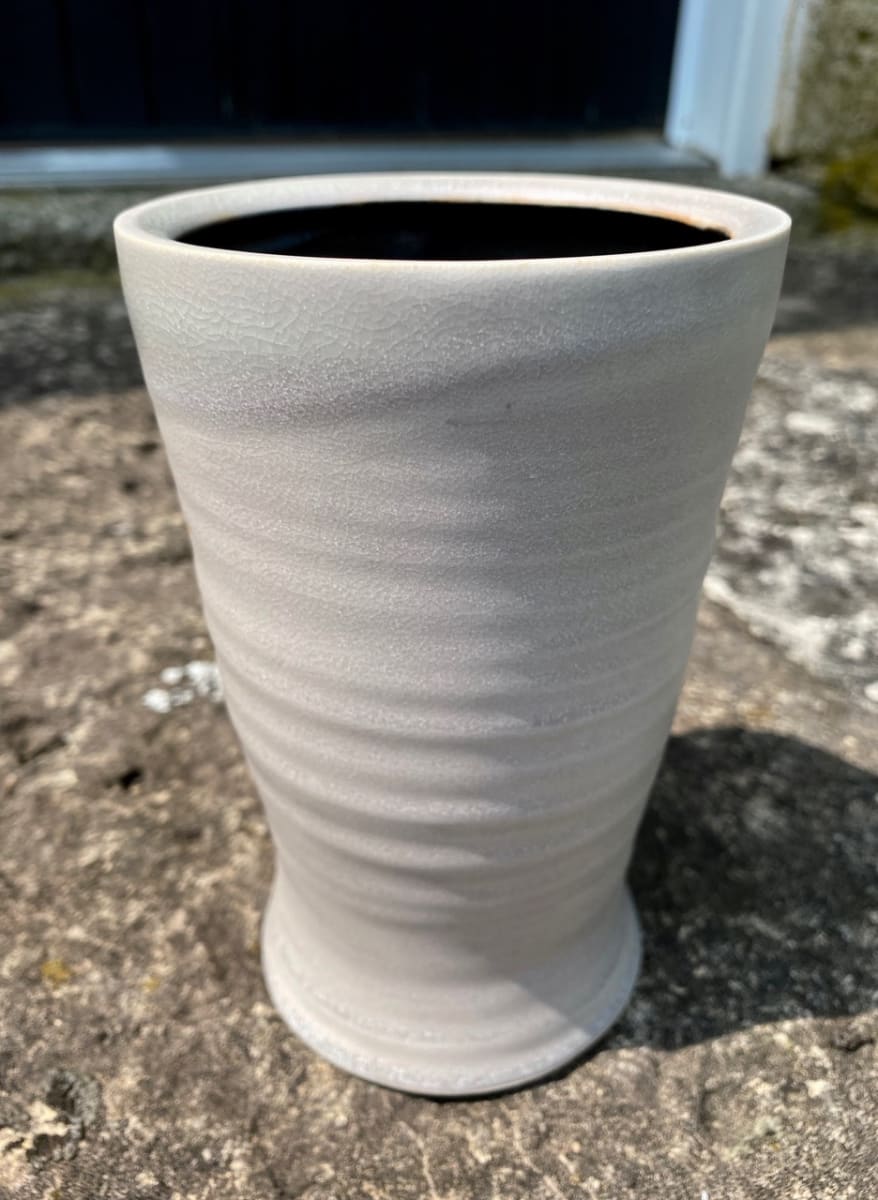 Grey Vase with Ridges by Carol Naughton 