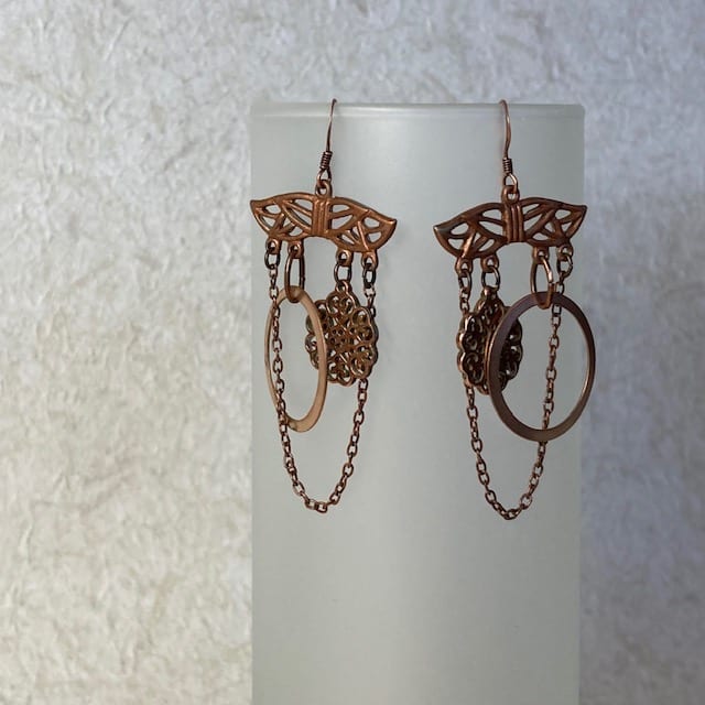 Antique Brass Filigree Chandelier Earrings by Luann Roberts Smith 