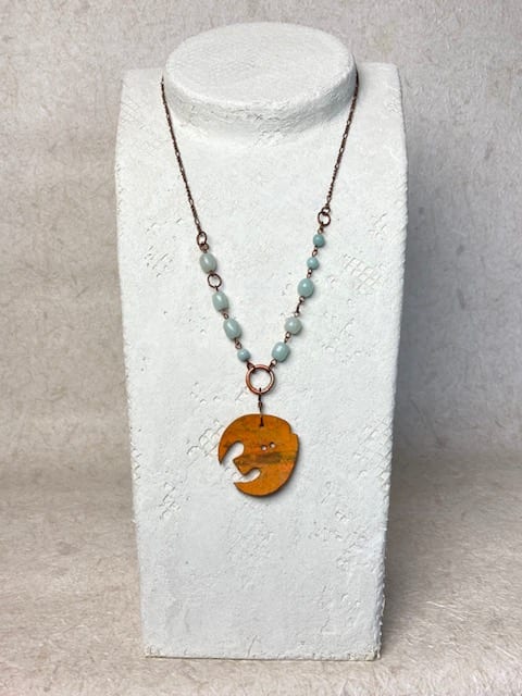 Gold Fish Button Necklace by Luann Roberts Smith 