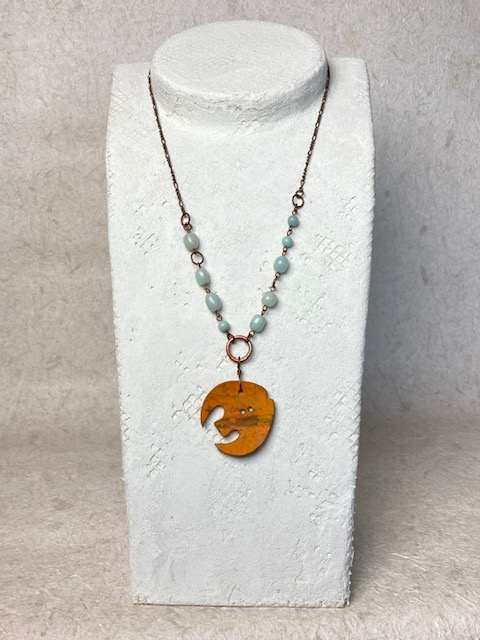 Gold Fish Button Necklace by Luann Roberts Smith, Image 1.