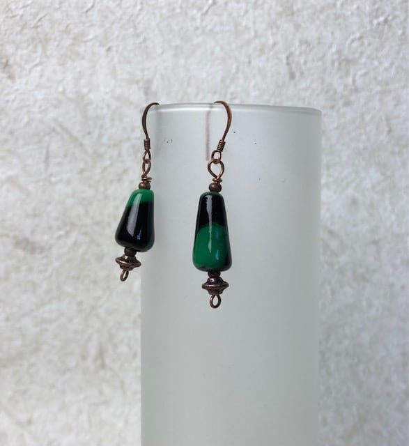 Art Deco Green/Black Earrings by Luann Roberts Smith 