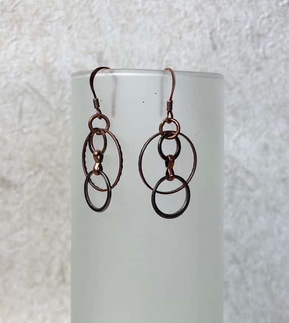 Copper/Silvertone Small Hoop Earrings by Luann Roberts Smith, Image 1.