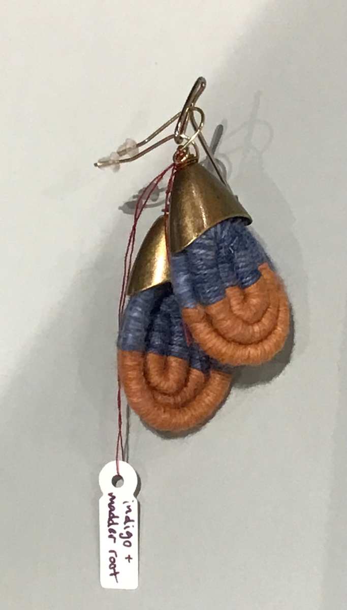 Indigo & Madder Root Dyed Earrings by Jennifer Triolo, Image 1.