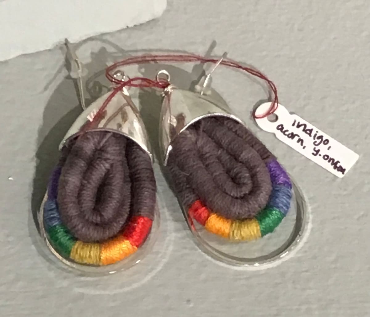 Acorn, Indigo, and Yellow Onion Dyed Earrings by Jennifer Triolo 