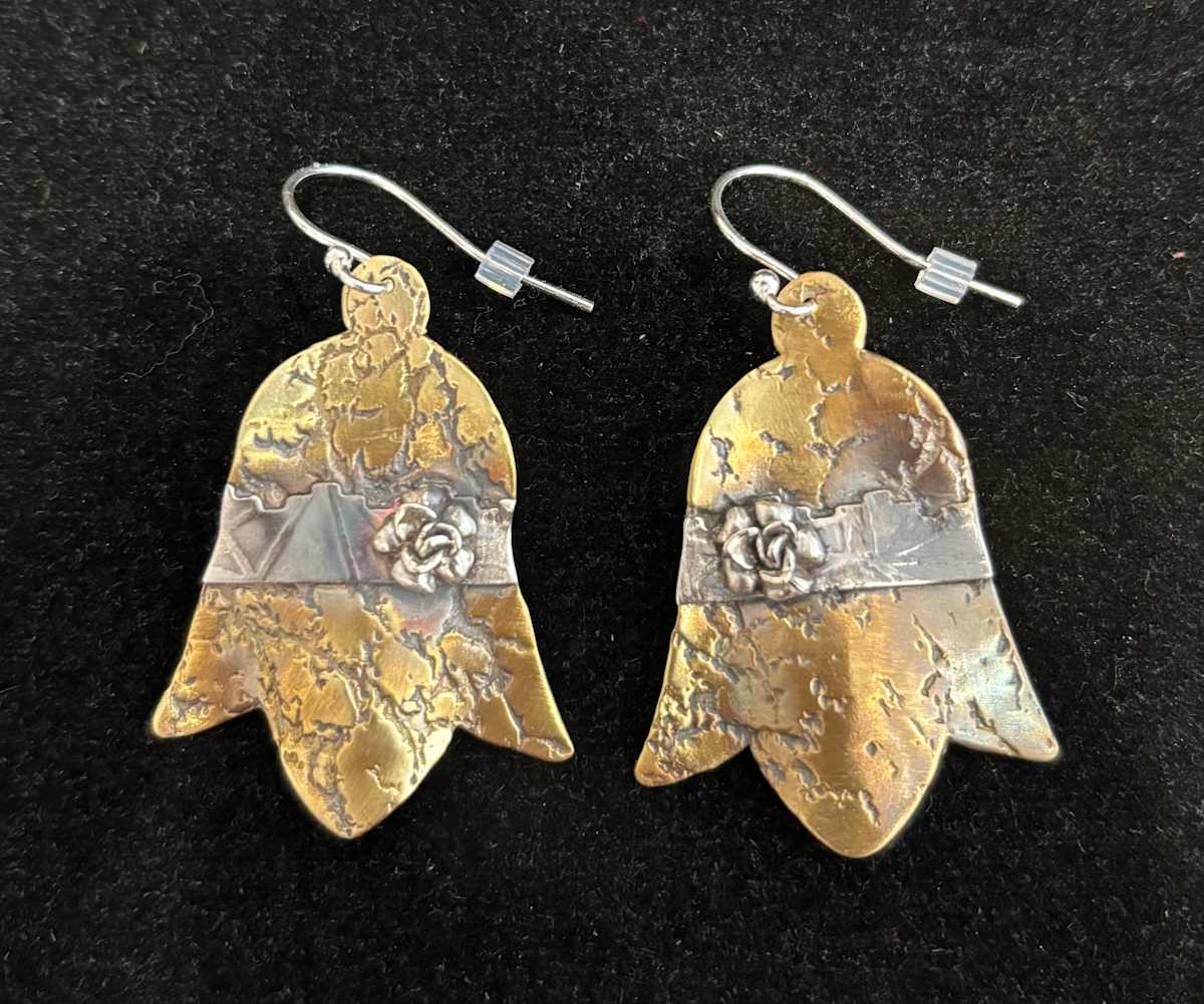 Brass/Sterling Earrings by Judi Werner, Image 1.