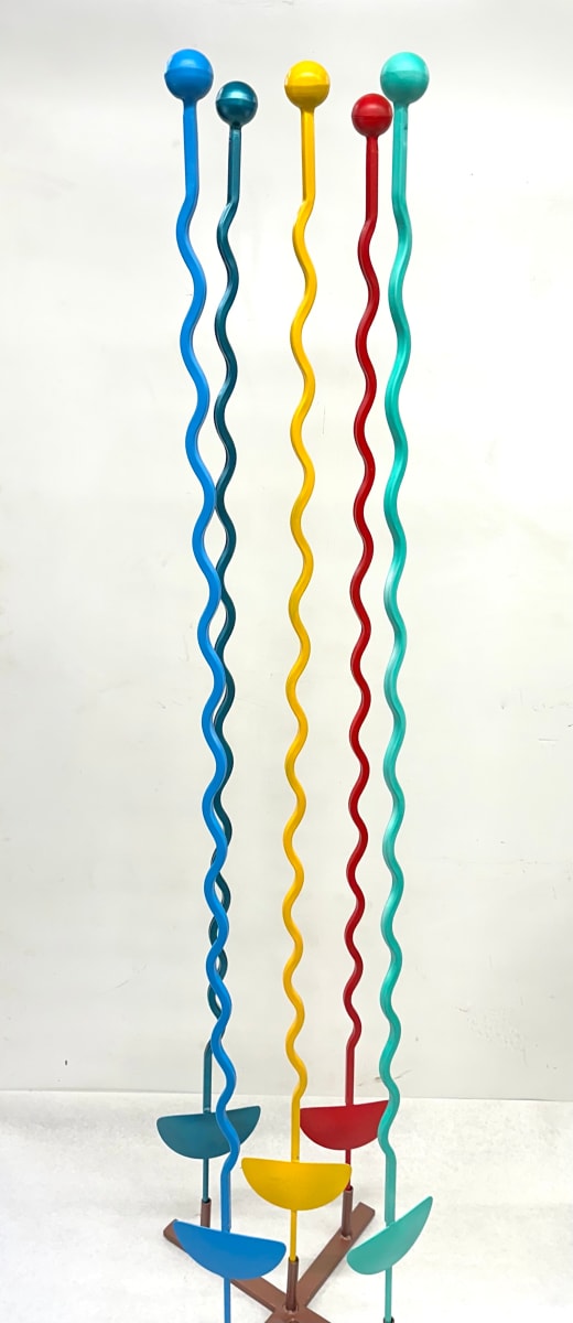 Water Stick Garden Stake  Series (1-5) by Nana Schowalter  Image: Yellow, Metallic Blue, Teal, Red, Blue