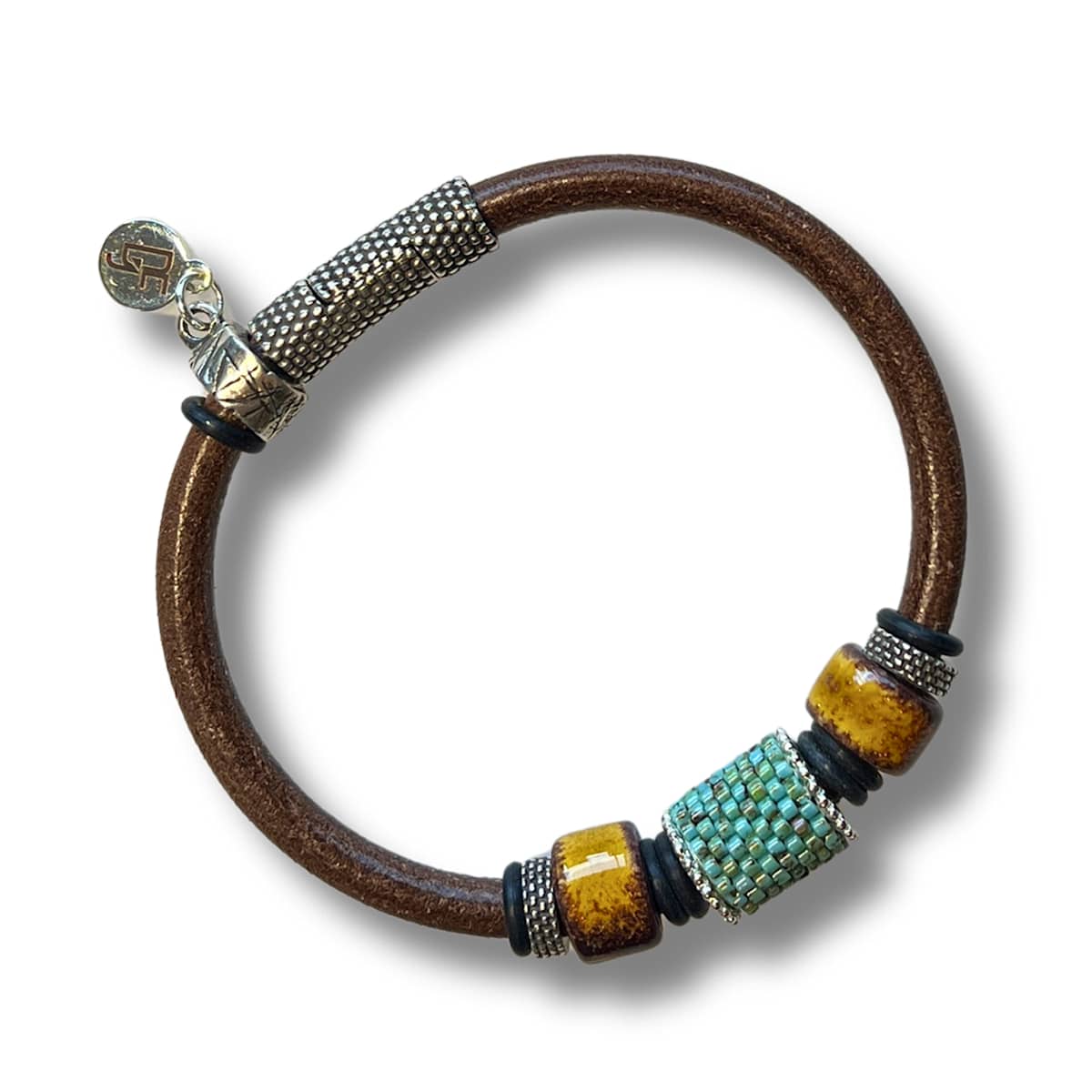 Single Bead Leather Bracelet-Turquoise by Diana Ferguson 