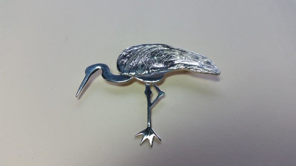 Standing Crane Broach by Georgia Weithe 