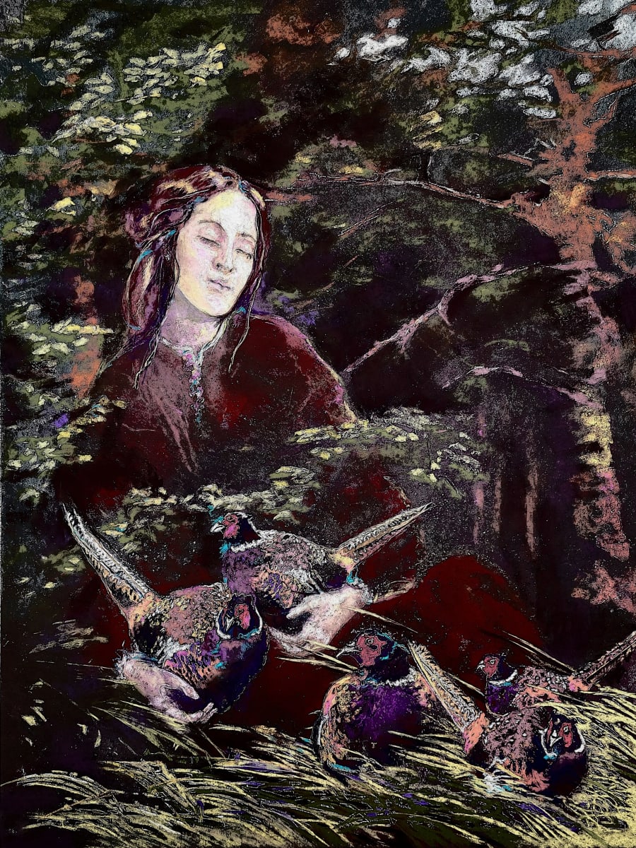 Resting with the Ringnecks (Tile) by Roberta Condon, Image 1.