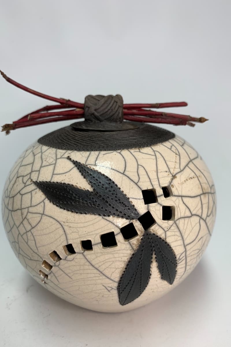 Dragonfly Pot with Lid by Joe Clark 