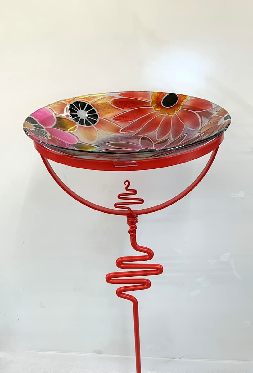 Lightning Bolt Bird Bath - Red (base not included) by Nana Schowalter 