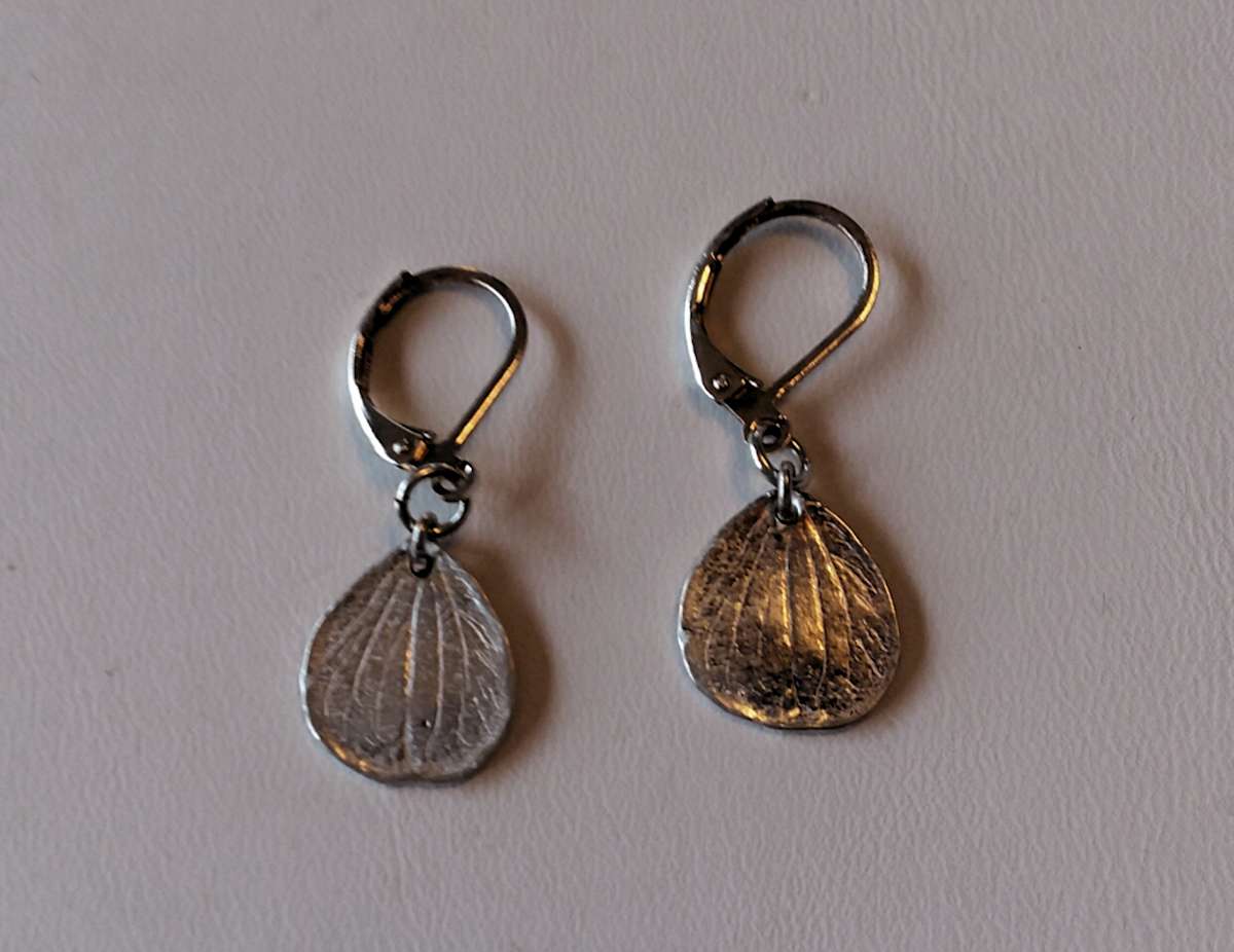 Small Carved Leaf Earrings by Judi Werner, Image 2.