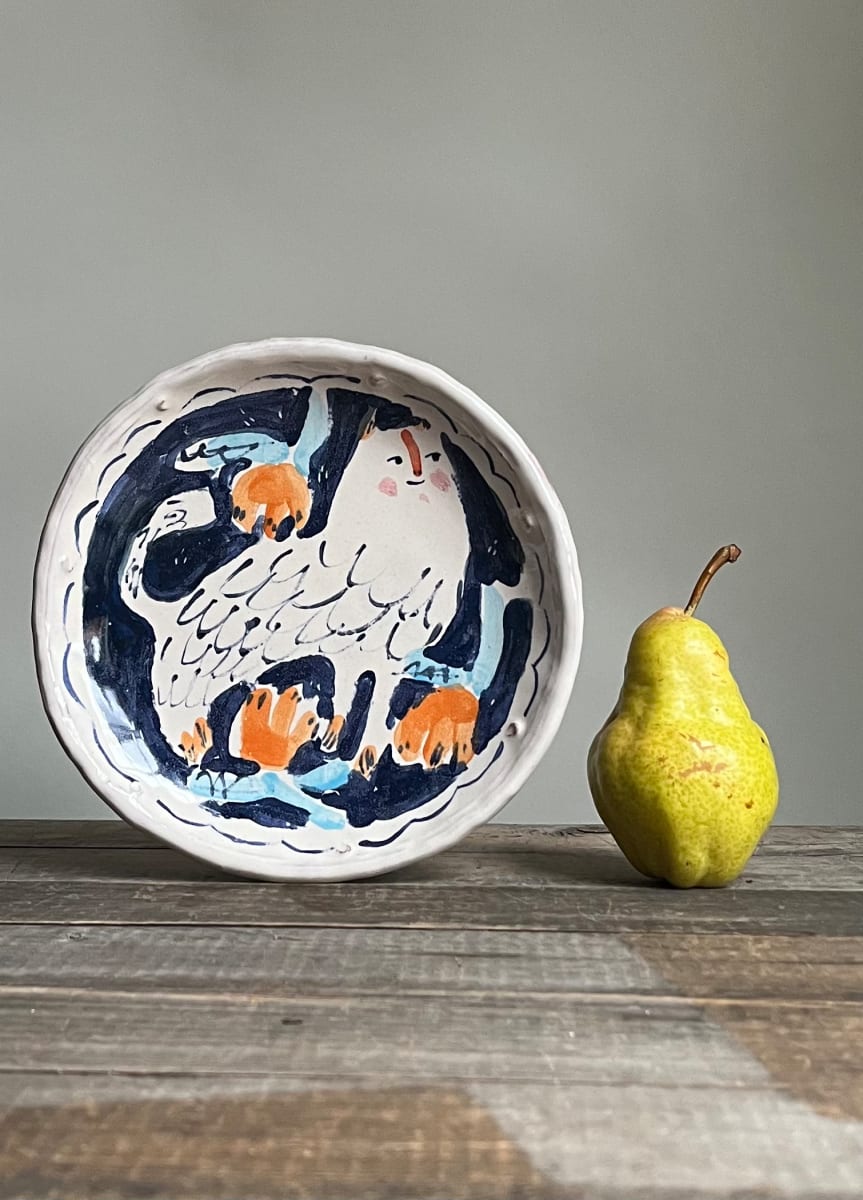 Blue and Orange Cat Dessert Plate by Alyssa Martz 