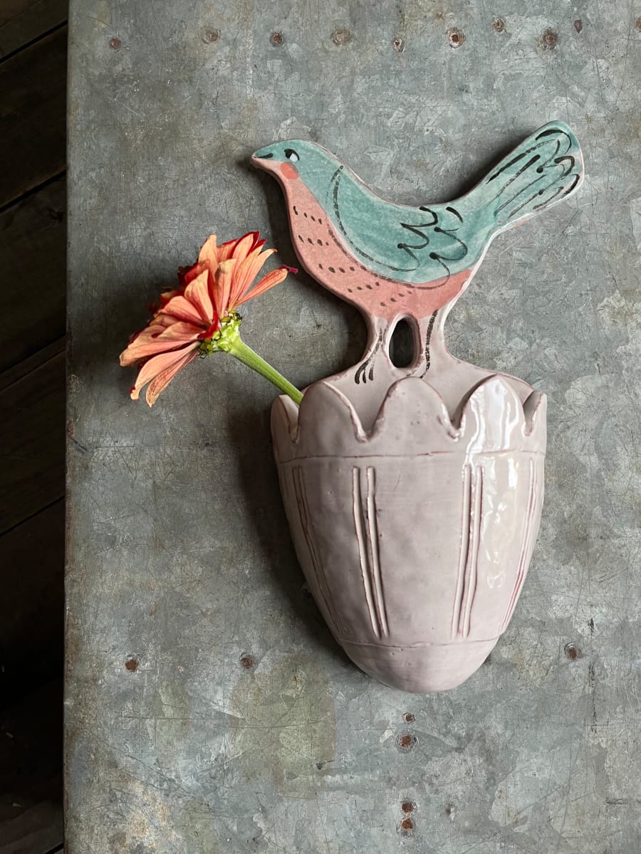 Green Bird Vase by Alyssa Martz 