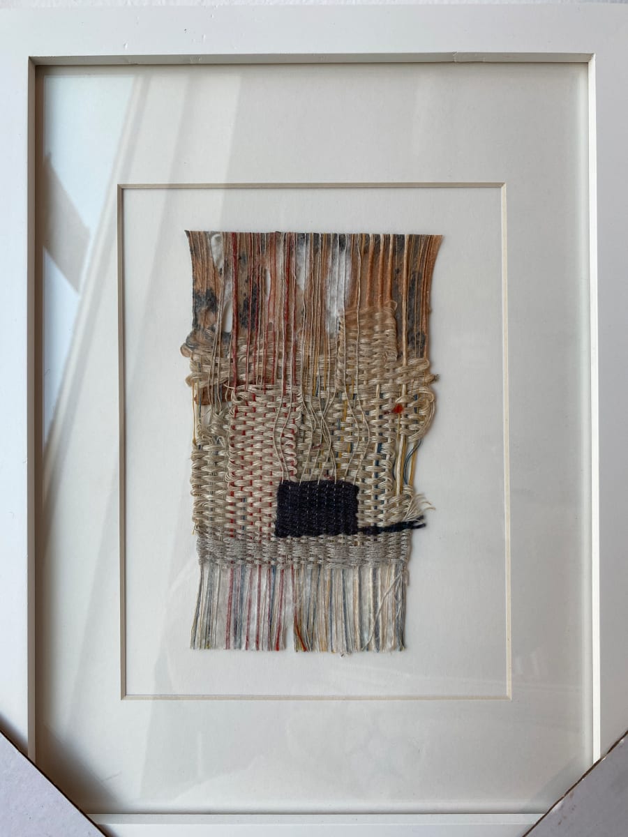 Small framed linen weaving by Hannah O'Hare Bennett 