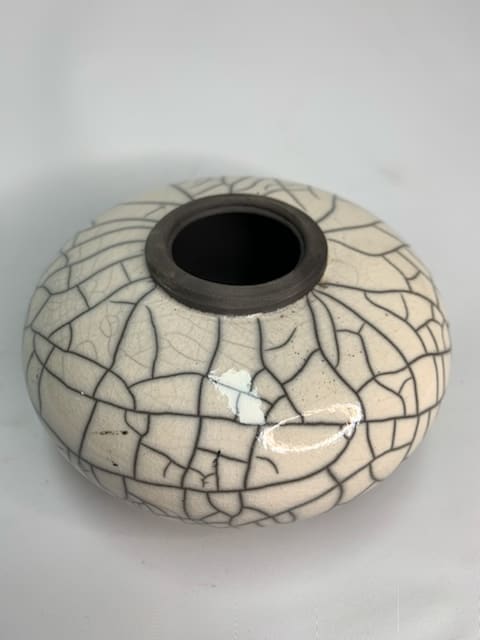 White Crackle Pot by Joe Clark, Image 1.