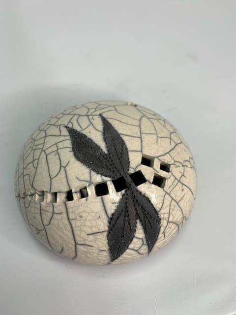 White Crackle Dragonfly Stone by Joe Clark 