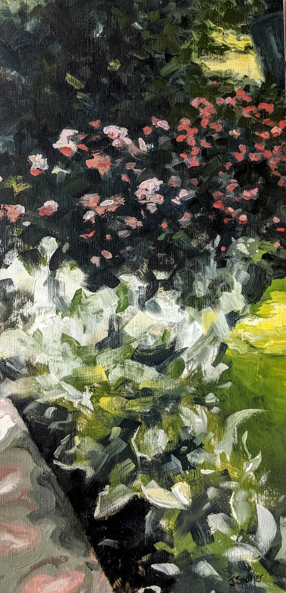 Summer Hostas and Roses by Jeffery Sparks 
