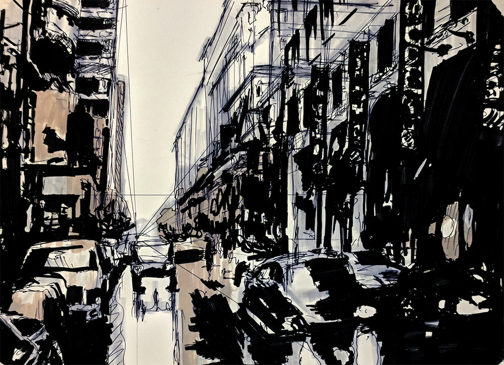St. Catherine's Rain Ink Study by Jeffery Sparks 
