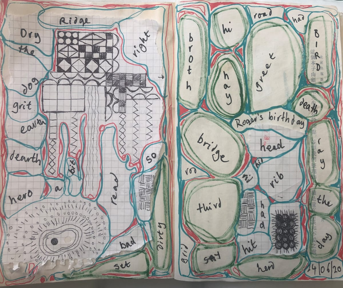 Chemo treatment diary, page #5-6, 24 June 2020 (Anagram game), Image 1.