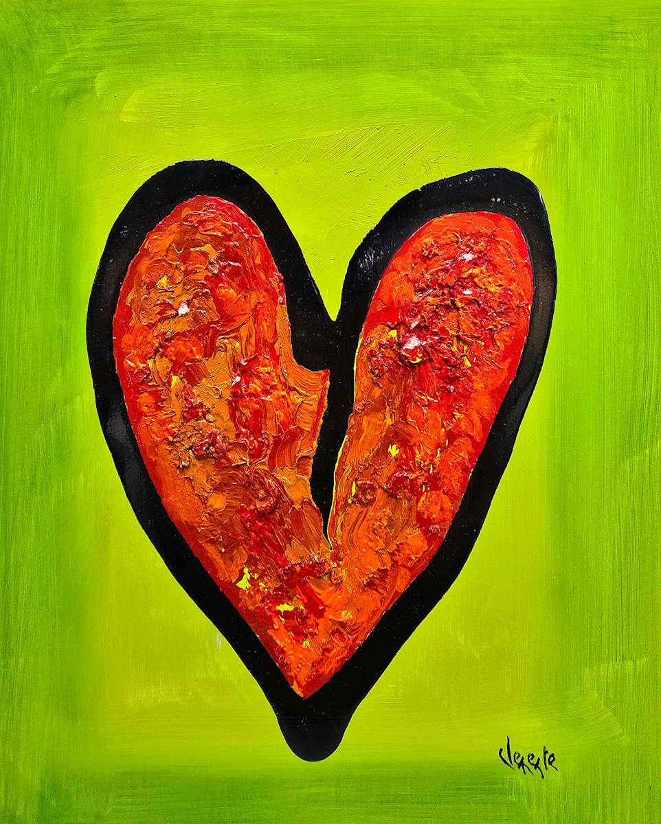 Red Heart On Green by Clemente Mimun 