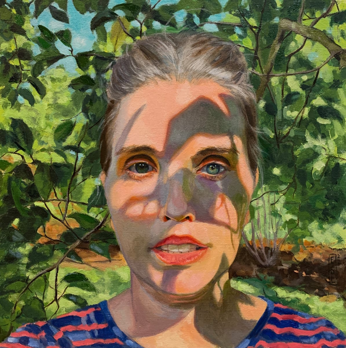 Camouflage by Ellen Starr Lyon  Image: Self-portrait while tree bathing in my backyard