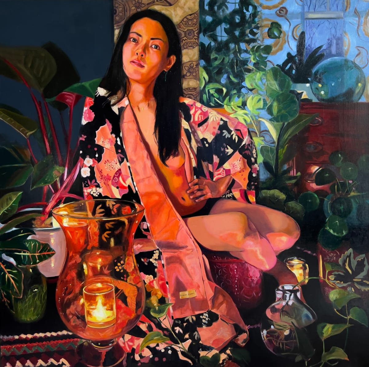 Hiroko's Kimono with Five Candles at Dusk by Ellen Starr Lyon 